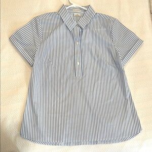 French Blue and White Striped Short Sleeve Shirt